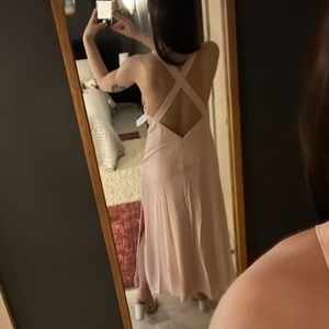 Fame and Partners BRIDESMAID DRESS - Open Back, Pale Pink, Midi / Ankle Length